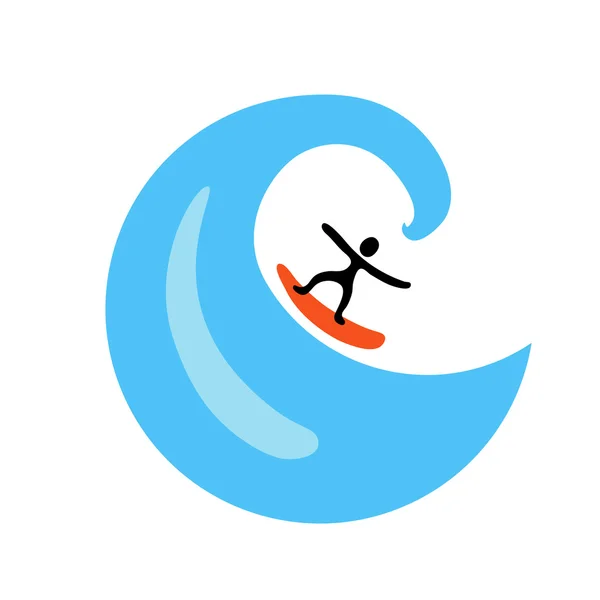 Surfer sur la vague, logo vectoriel — Image vectorielle