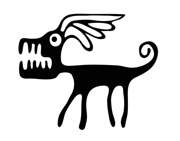 Black vector dog in native style — Stock Vector