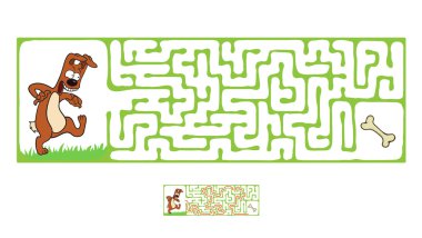 Vector Maze, Labyrinth with Dog. clipart