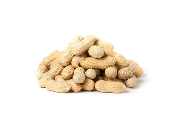 Peanuts heap isolated on white — Stock Photo, Image