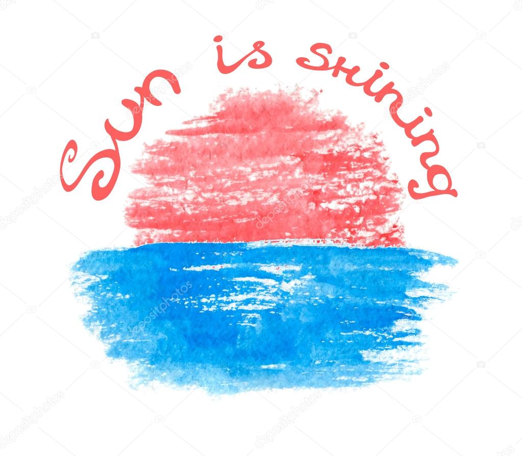 Lettering calligraphic phrase SUN IS SHINING, isolated on white