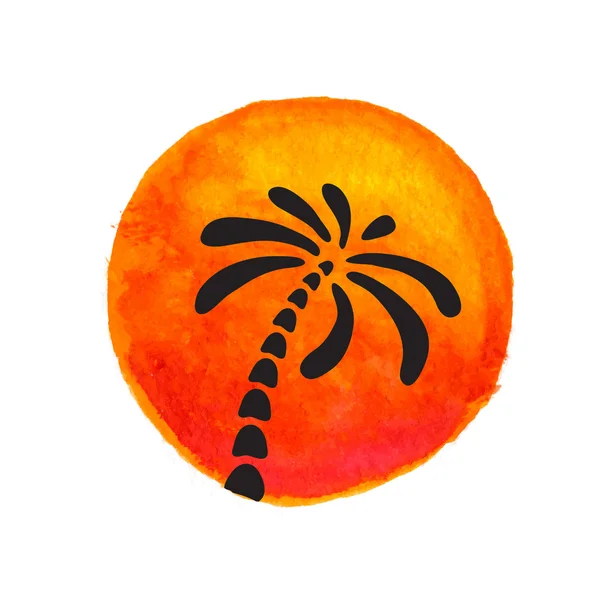 棕榈树对着太阳的轮廓。矢量. — 图库矢量图片