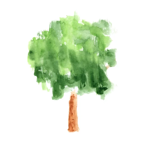 Árbol de acuarela sobre fondo blanco — Vector de stock