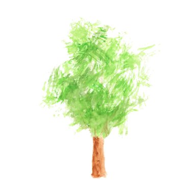 Beyaz arkaplanda suluboya ağacı