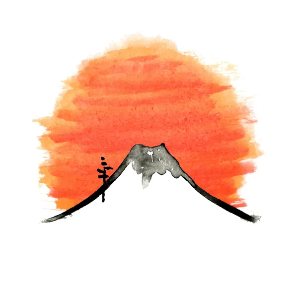 Montagne Fuji, volcan, art japonais, vecteur — Image vectorielle