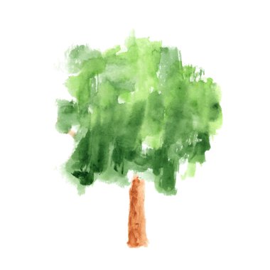 Beyaz arkaplanda suluboya ağacı
