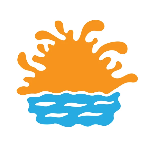 Puesta de sol o salida del sol sobre el agua, logotipo del vector — Archivo Imágenes Vectoriales