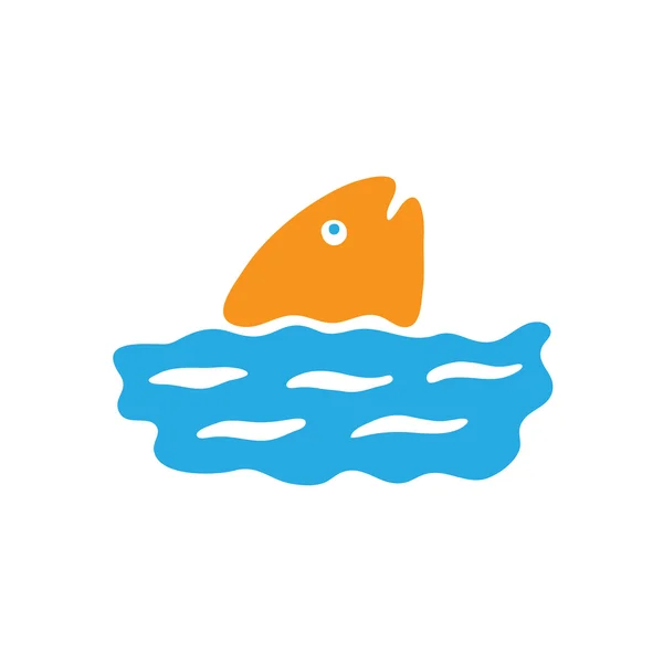 Pesce in acqua, logo vettoriale — Vettoriale Stock