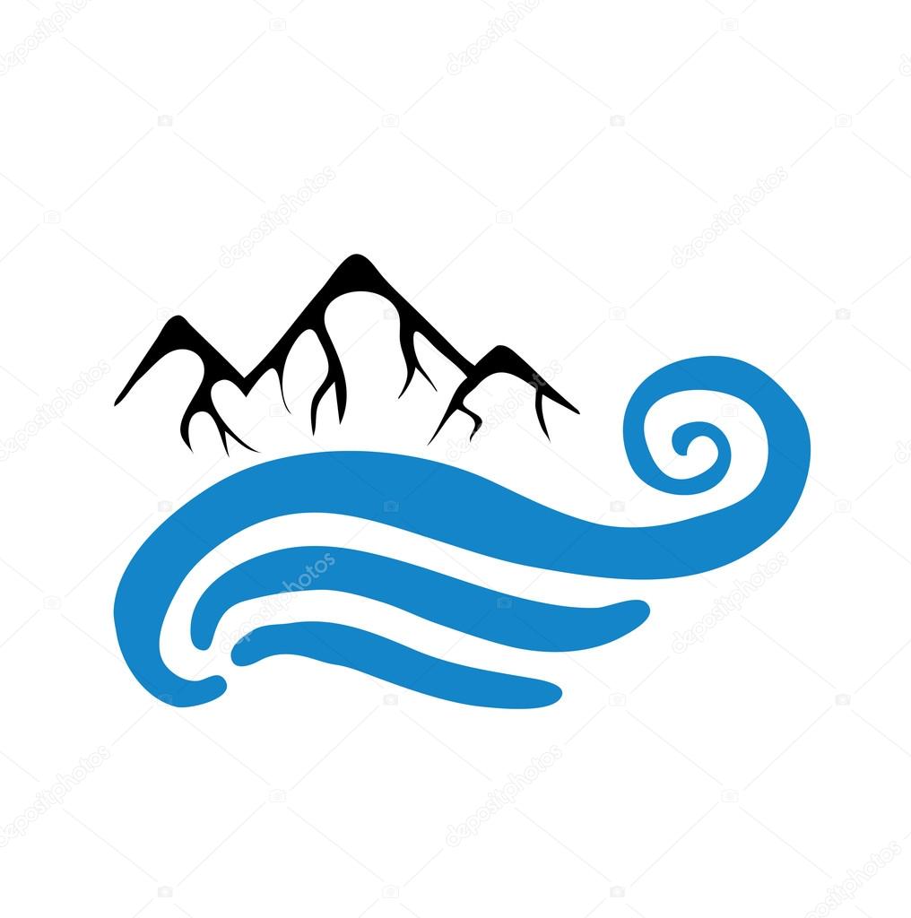Mountain and sea or river, vector logo