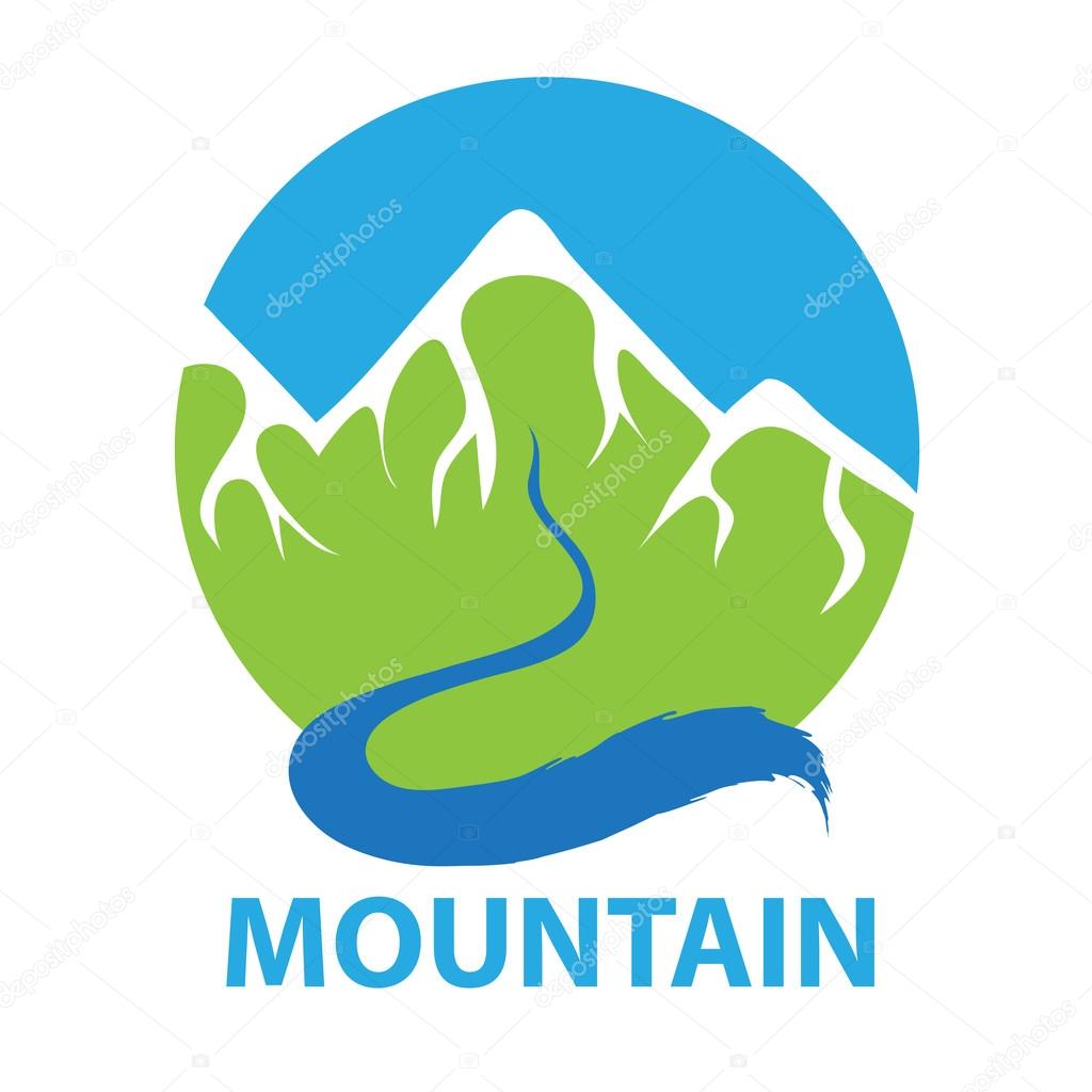 Mountain and river, vector logo illustration