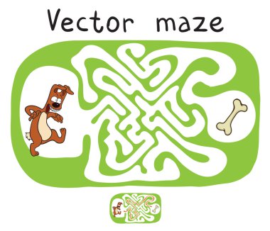Vector Maze, Labyrinth with Dog. clipart