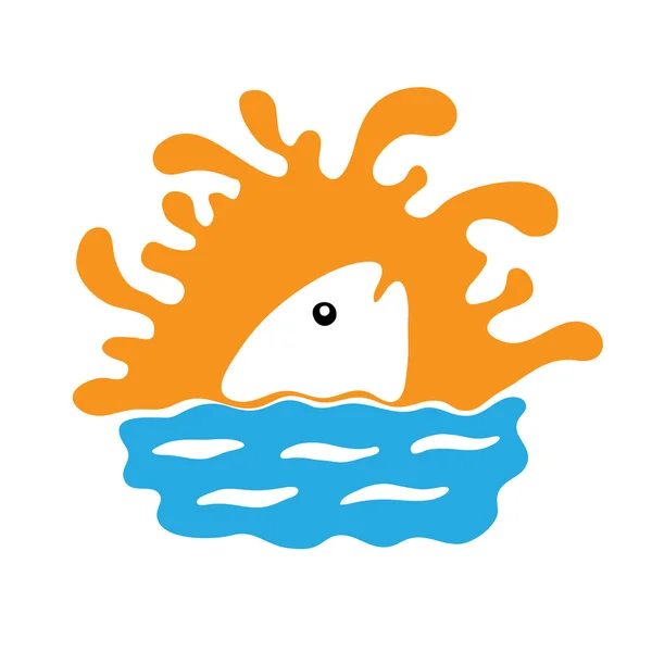 Fisch im Wasser, Vektor-Logo — Stockvektor