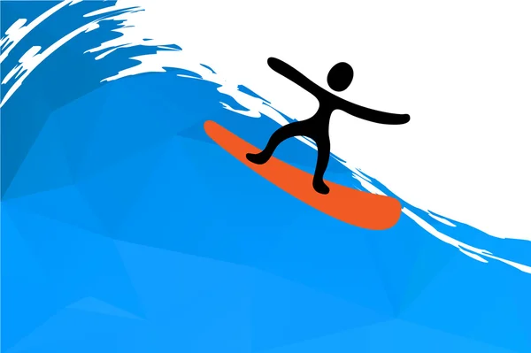 Surfer sur la vague, illustration vectorielle — Image vectorielle