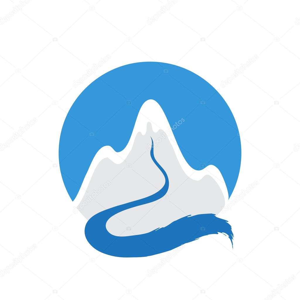 Mountain and river, vector logo illustration