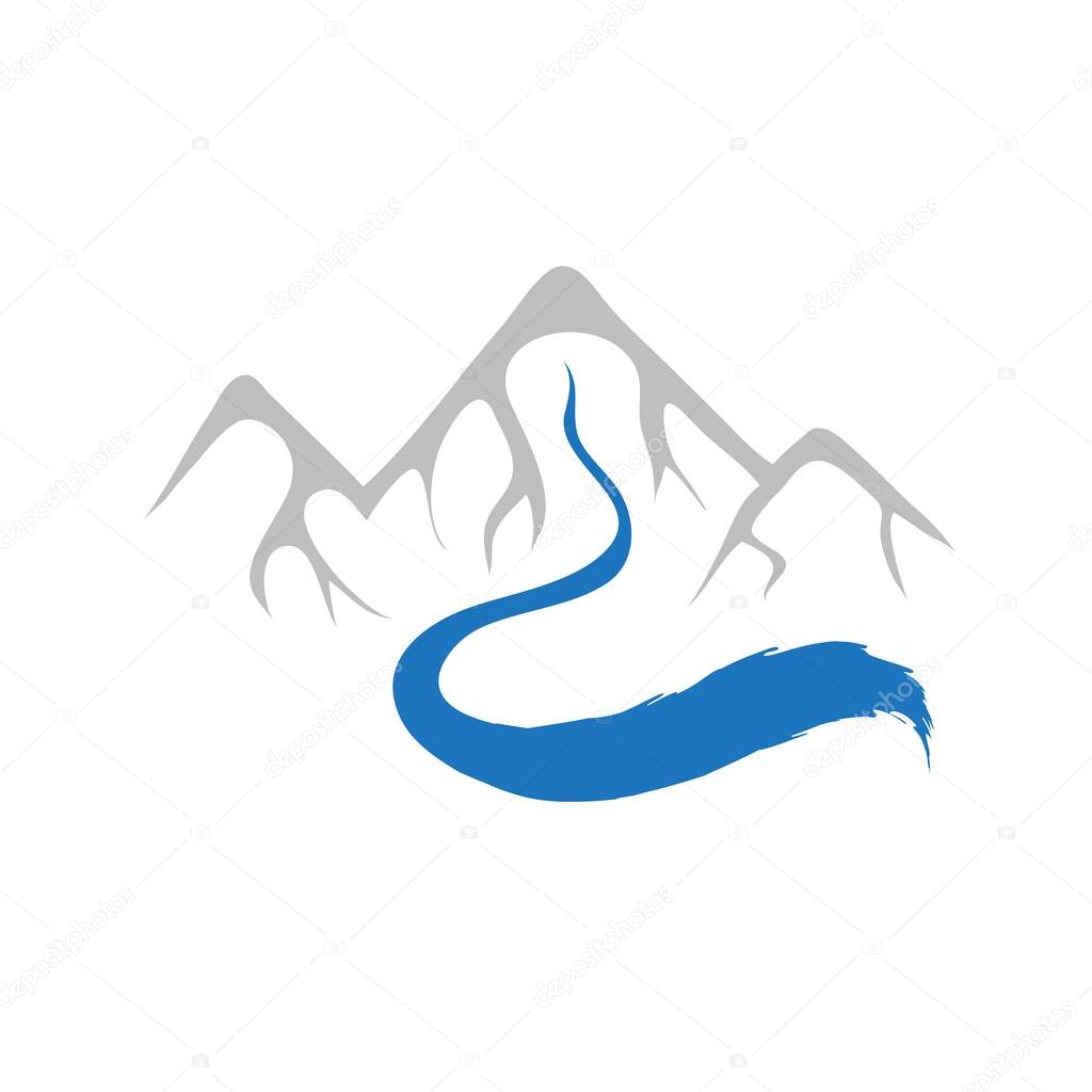 Mountain and river, vector logo illustration