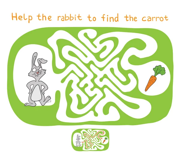 Vektor labyrint, labyrint med kanin och morot. — Stock vektor