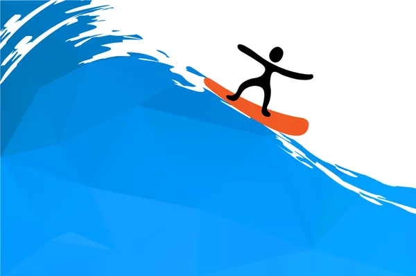 Surfer sur la vague, illustration vectorielle — Image vectorielle