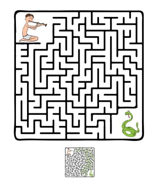 Vector Maze, Labyrinth with Snake and Fakir clipart