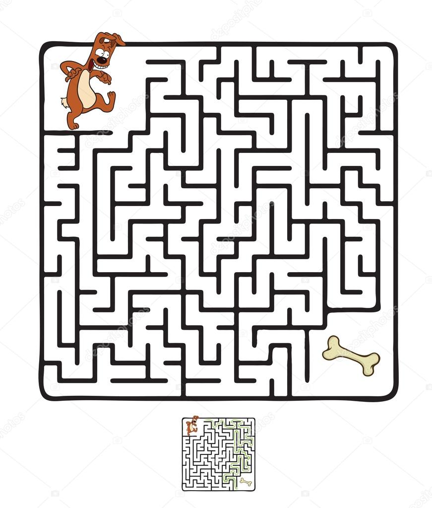 Vector Maze, Labyrinth with Dog.