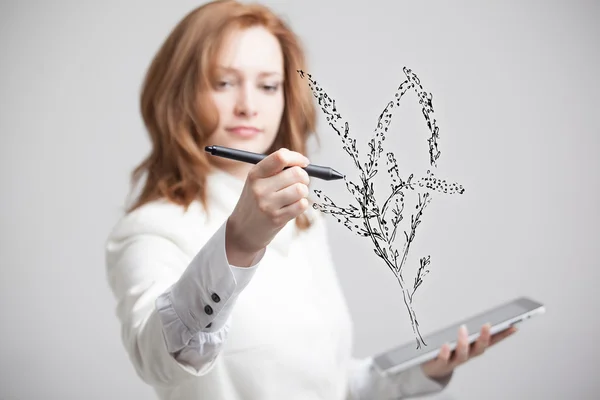 Planta de dibujo de mujer — Foto de Stock