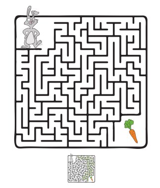 vektör Labirent, tavşan ve havuç ile labirent.