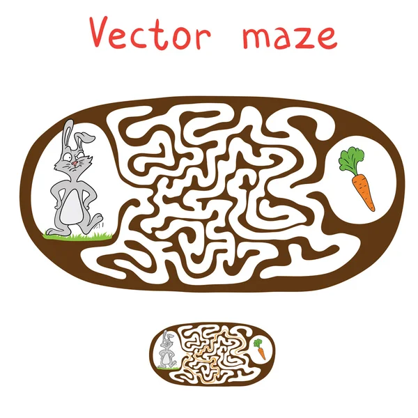 Labirinto vetorial, labirinto com coelho e cenoura . — Vetor de Stock