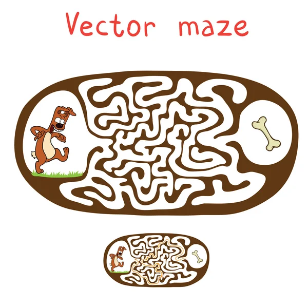 Vector Maze, Labyrinth with Dog. — Stock Vector