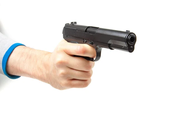 Pistola de mano Mans, aislada en blanco . —  Fotos de Stock