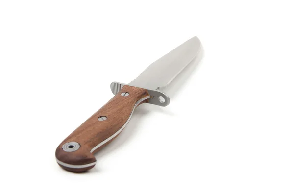 Cuchillo de caza con mango de madera, aislado — Foto de Stock