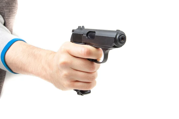 Pistola de mano Mans, aislada en blanco . — Foto de Stock