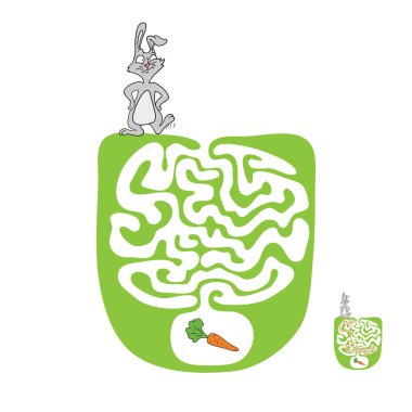 vektör Labirent, tavşan ve havuç ile labirent.