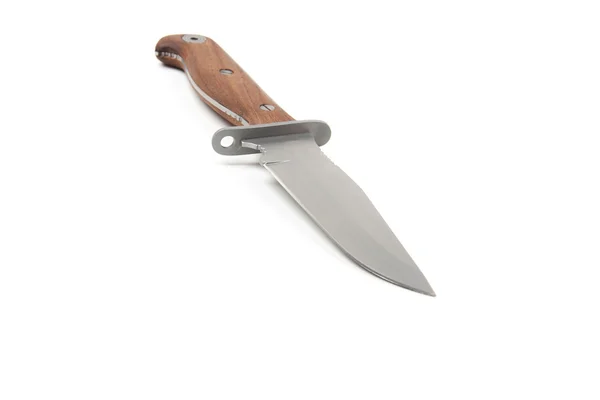 Coltello da caccia con manico in legno, isolato — Foto Stock