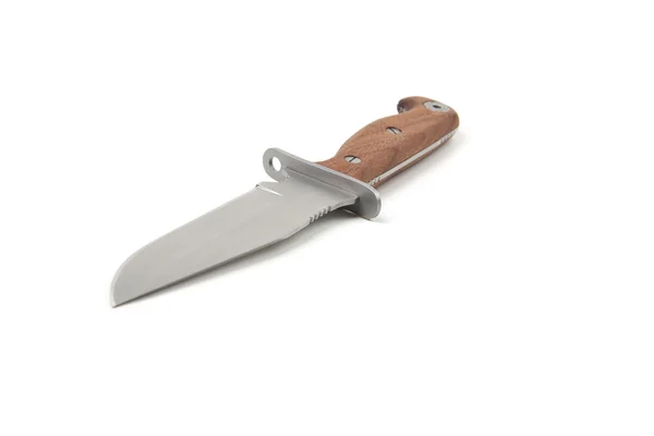 Coltello da caccia con manico in legno, isolato — Foto Stock