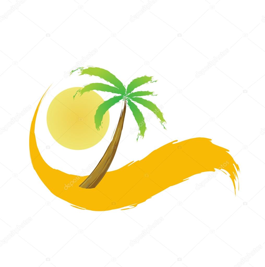 Palm tree in the desert, illustration