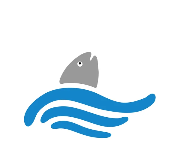 Balık suda, logo — Stok fotoğraf