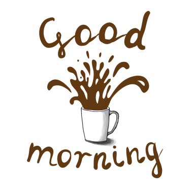 Kroki ve kahve sıçraması, illüstrasyon Kupası