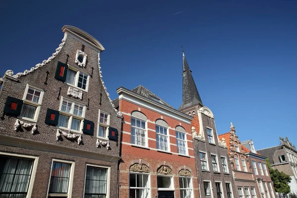 Historische Gevels Langs Noordeinde Straat Monnickendam Noord Holland Nederland Met — Stockfoto