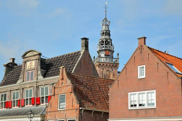 Крупный План Исторических Фасадов Дома Монникендаме Северная Голландия Нидерланды Шпилем — стоковое фото