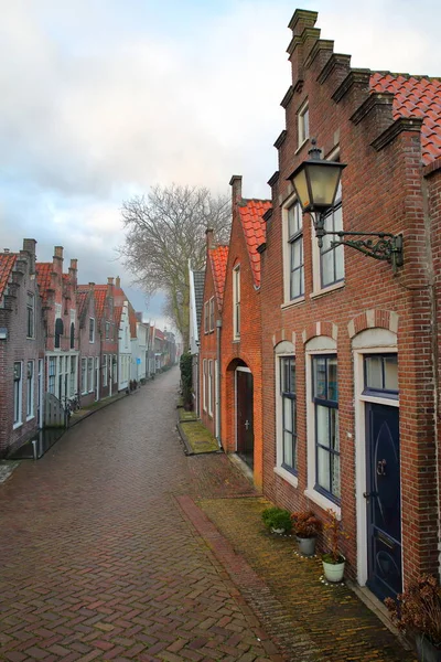 Colorful Facades Historic Houses Paved Street Edam North Holland Netherlands —  Fotos de Stock