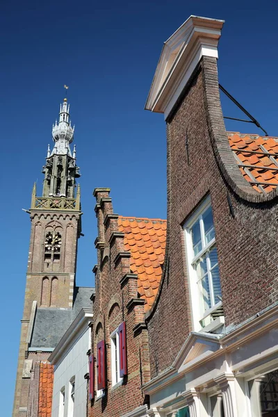 Colorful Facades Historic Houses Edam North Holland Netherlands Speeltoren Carillon — Stockfoto