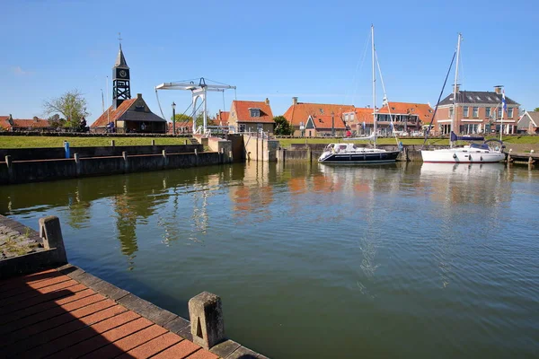 Hamnen Den Historiska Staden Hindeloopen Friesland Nederländerna Med Historiska Hus — Stockfoto