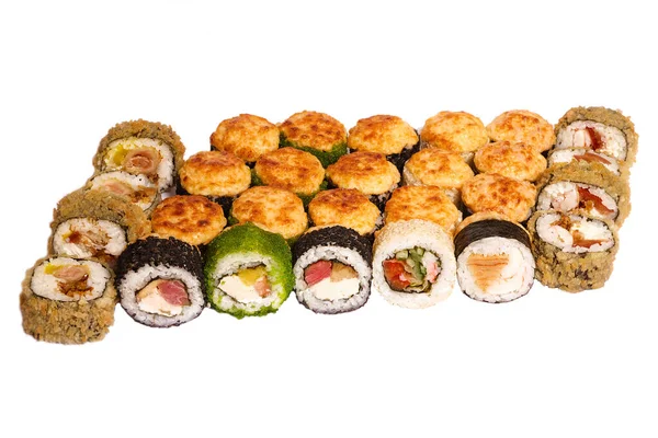Set Van Sushi Set Isoleren Een Witte Achtergrond Japans Restaurant — Stockfoto