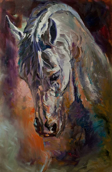 Horse Modern Art Work Hand Made Oil Canvas Illustration — Stock Photo, Image