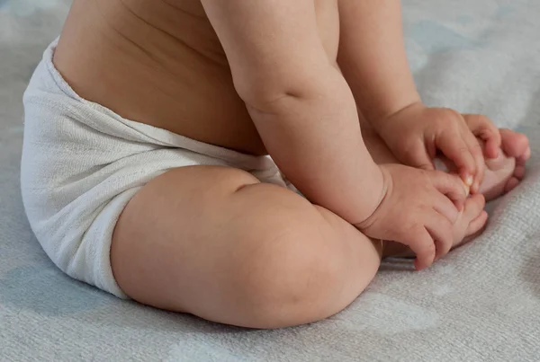 Bebê Sentado Tecido Fraldas Sustentáveis Reutilizáveis — Fotografia de Stock