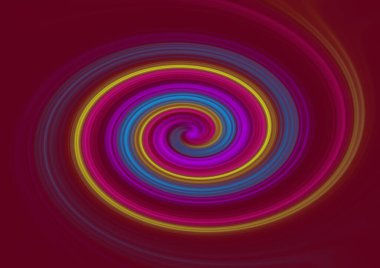 Kırmızı arkaplanda soyut renkli spiral, illüstrasyon