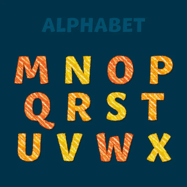 Lettere ABC impostate in stile bambino. Caratteri disegnati a matita per lette — Vettoriale Stock