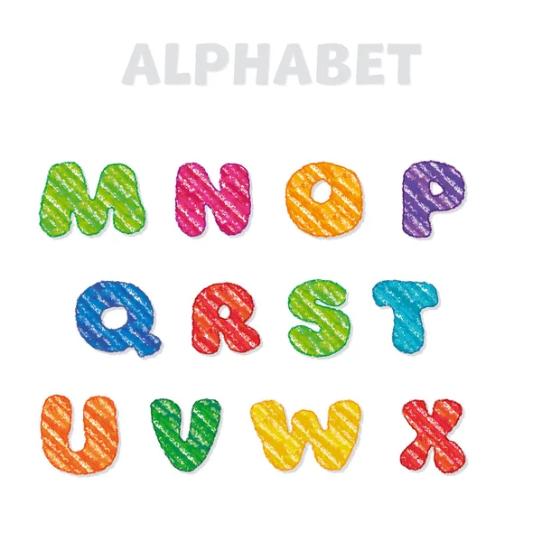 ABC буквы установлены в детском стиле. Школьный карандаш нарисованный шрифт для летты — стоковый вектор