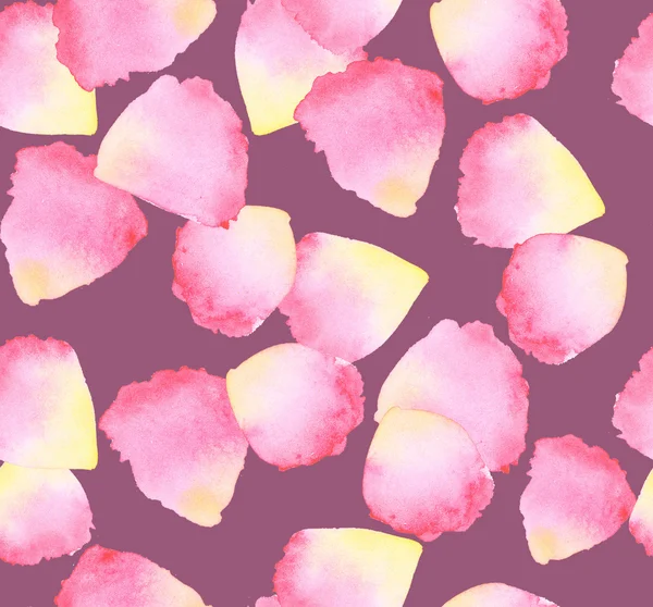 Acuarela rosa pétalo elemento de diseño. pat de tela de flor sin costura —  Fotos de Stock