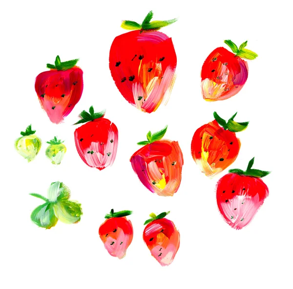 Set de fraises peintes à la main — Photo