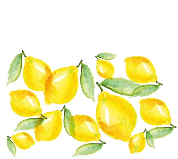 Watercolour hand illustration of lemon fruit — Stock Photo, Image